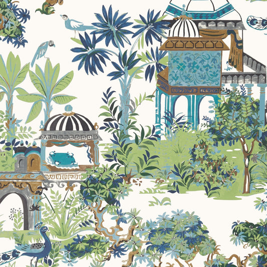 Mystic Garden Wallpaper - Blue & Green - Thibaut - T20820 - Premier Wallcovering