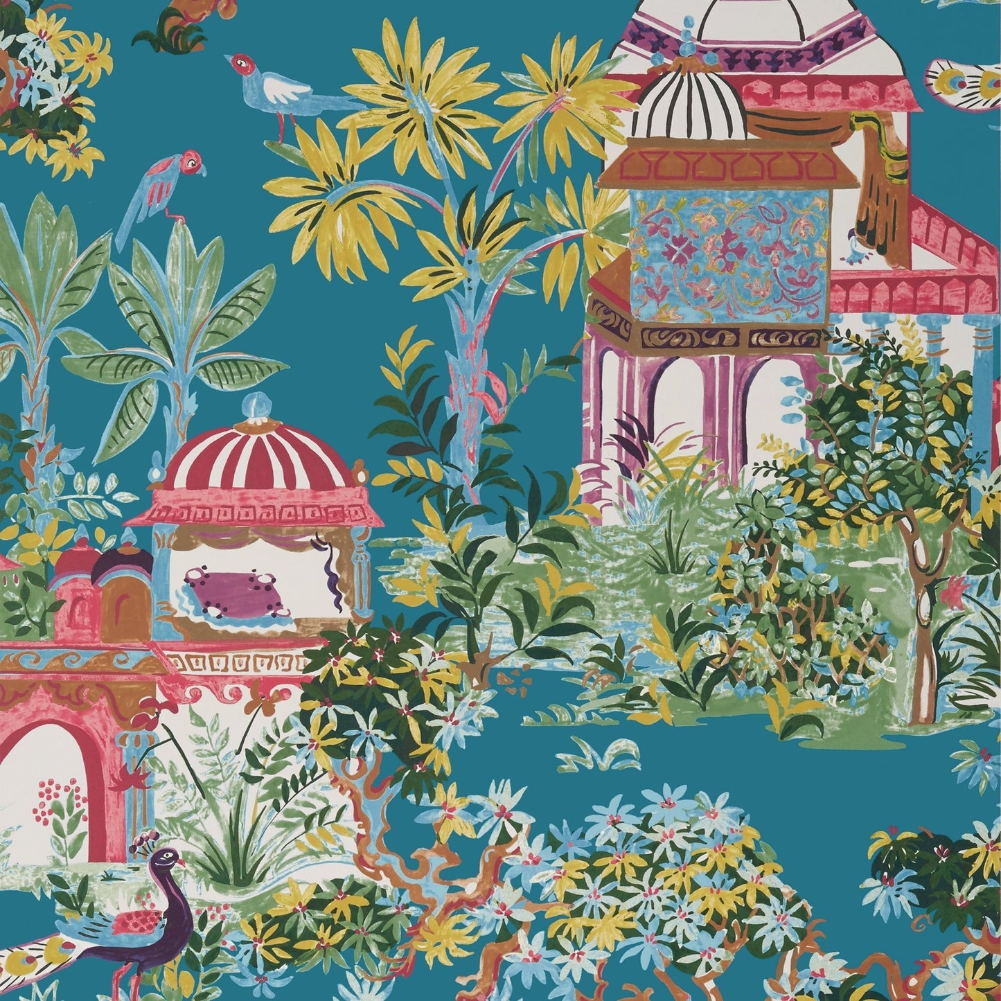 Mystic Garden Wallpaper - Teal - Thibaut - T20822 - Premier Wallcovering