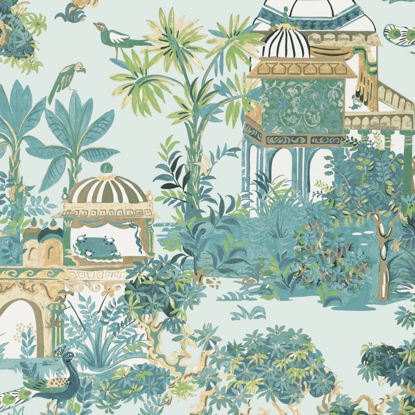 Mystic Garden Wallpaper - Spa Blue - Thibaut - T20826 - Premier Wallcovering