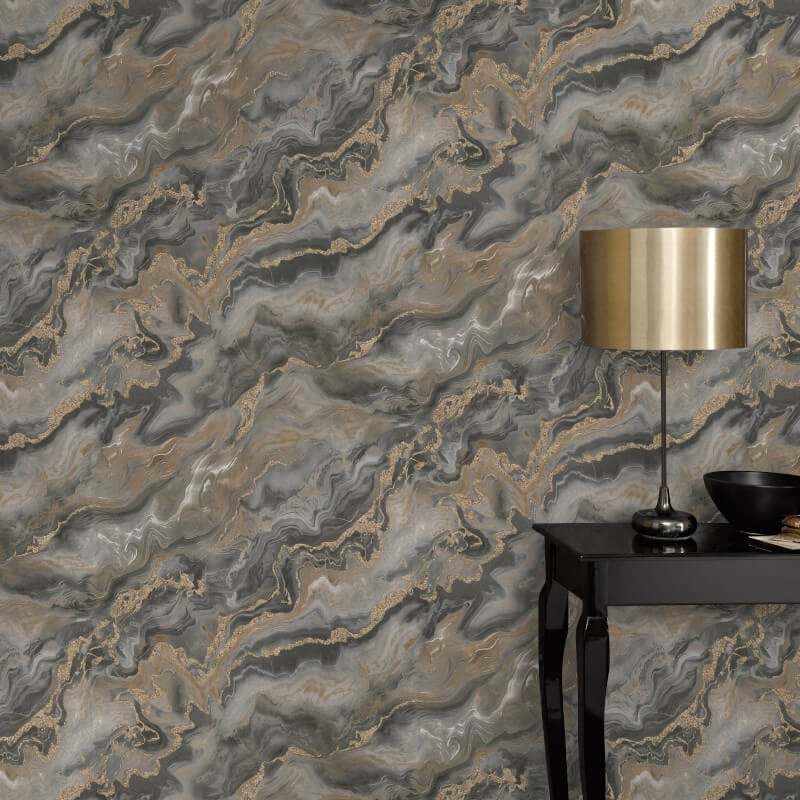 Mystic Marble Metallic Wallpaper - Taupe/Gold - Elle Decoration - 10447 - 37 - Premier Wallcovering