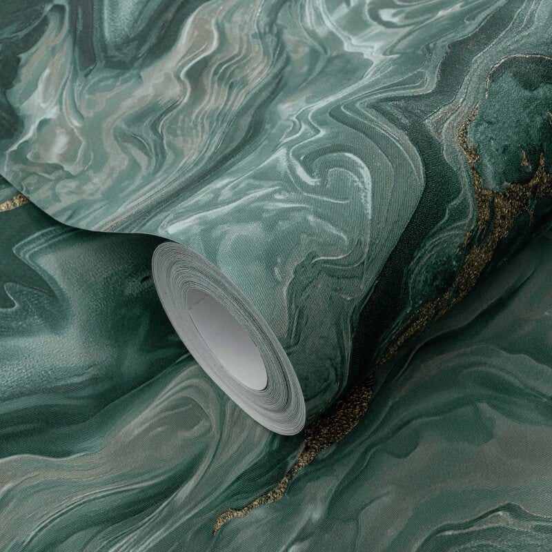 Mystic Marble Metallic Wallpaper - Green/Gold - Elle Decoration - 10447 - 19 - Premier Wallcovering