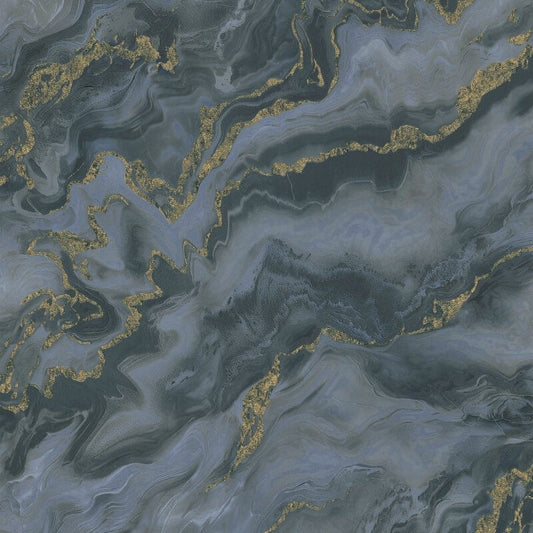 Mystic Marble Metallic Wallpaper - Blue/Gold - Elle Decoration - 10447 - 08 - Premier Wallcovering