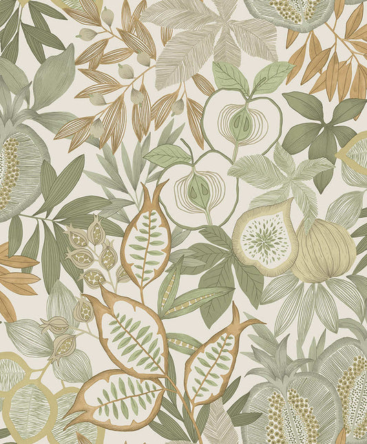 Nagano Wallpaper - Green / Orange - Holden Décor - 91840 - Premier Wallcovering