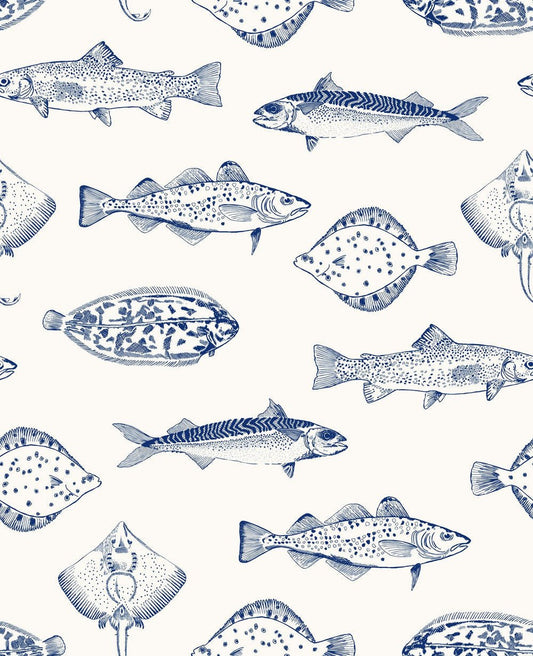 Name The Plaice Wallpaper - Coast Blue - Joules - 118554 - Premier Wallcovering
