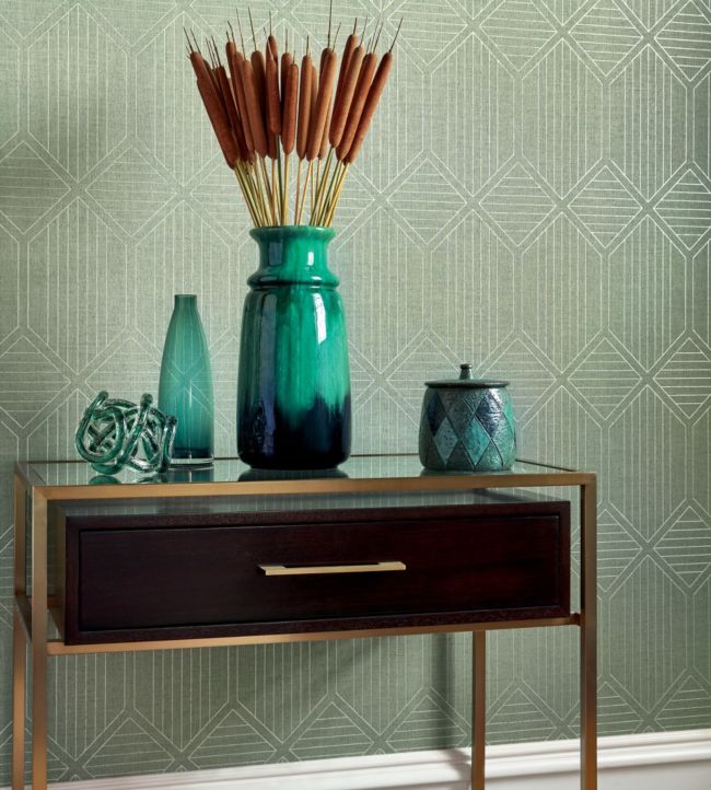 Naom Wallpaper - Green - Thibaut - T401 - Premier Wallcovering