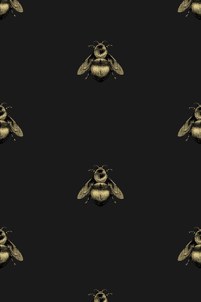 Napoleon Bee Wallpaper - Black & Gold on Black - Timorous Beasties - TB/NAP/4007/SNW - Premier Wallcovering