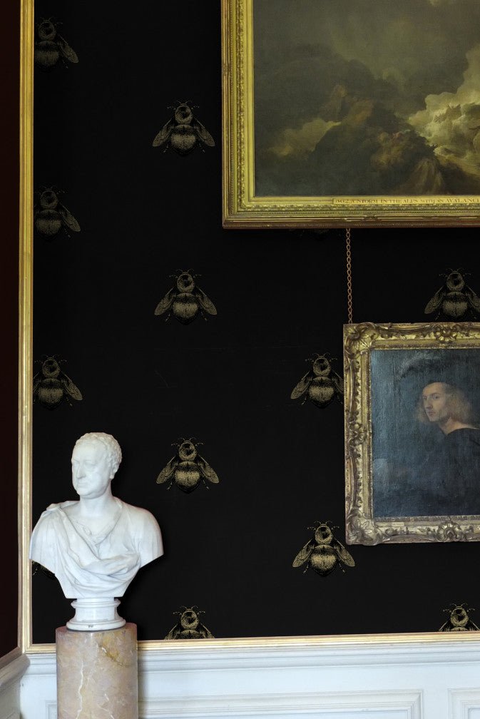 Napoleon Bee Wallpaper - Black & Gold on Black - Timorous Beasties - TB/NAP/4007/SNW - Premier Wallcovering