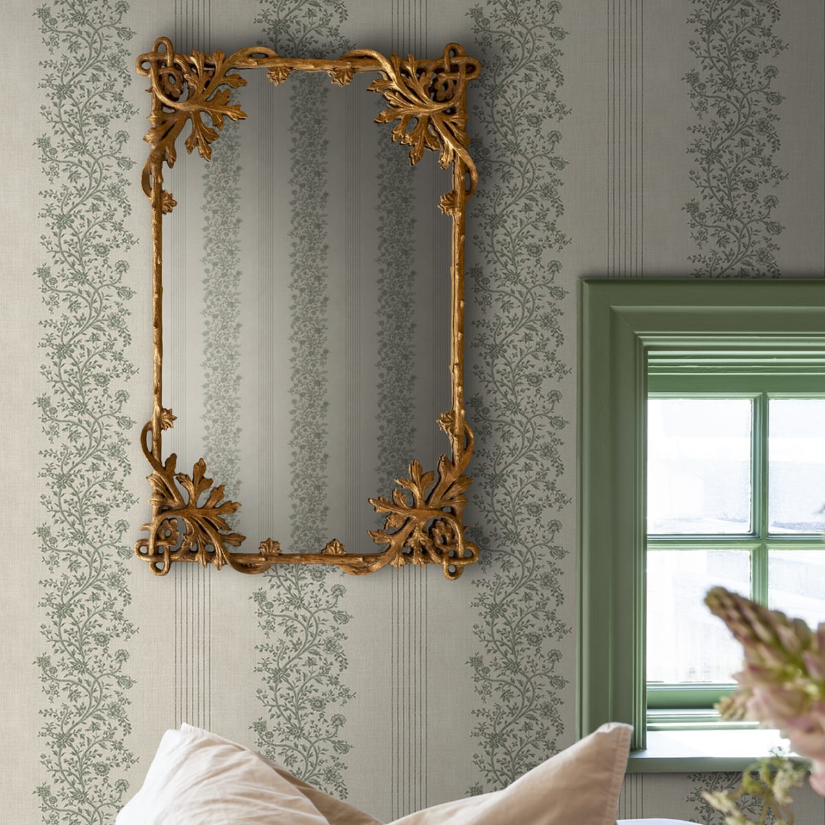 Natalie Wallpaper - Green - Sandberg - S10824 - Premier Wallcovering