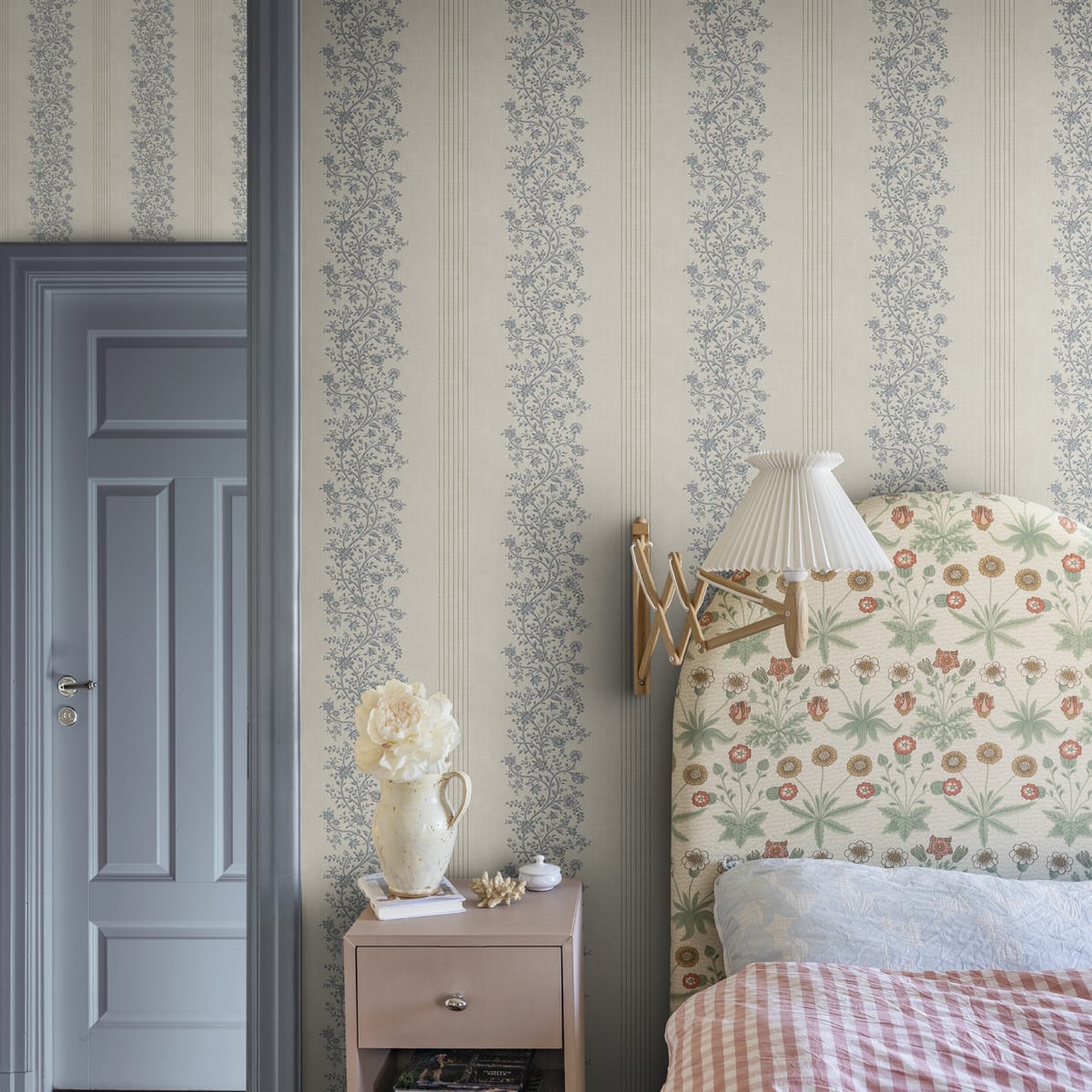 Natalie Wallpaper - Blue - Sandberg - S10823 - Premier Wallcovering