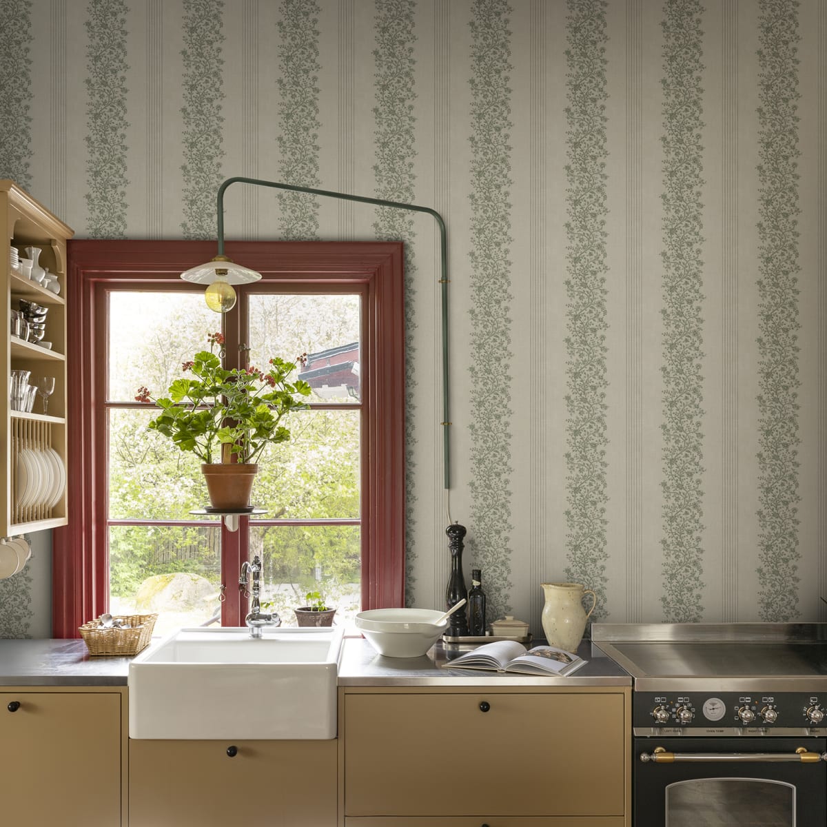 Natalie Wallpaper - Green - Sandberg - S10824 - Premier Wallcovering