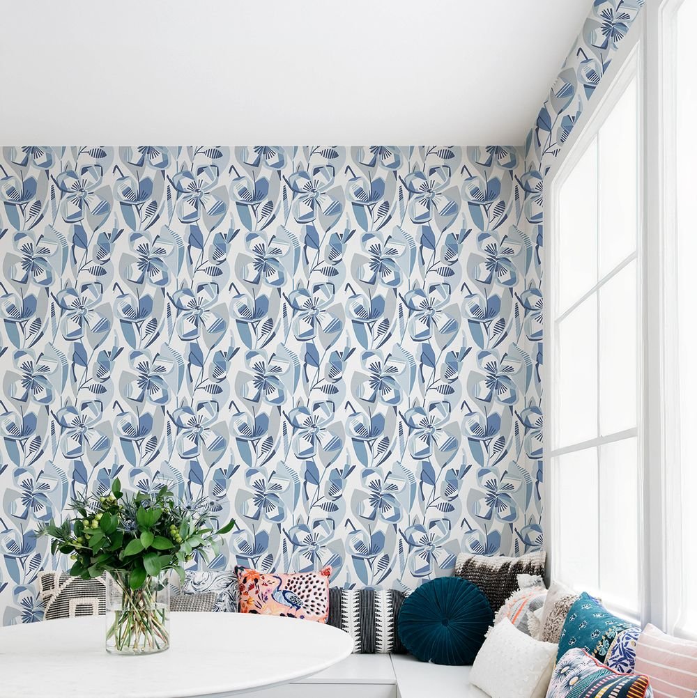Nathalie Wallpaper - Blue - A Street Prints - FD27281 - Premier Wallcovering