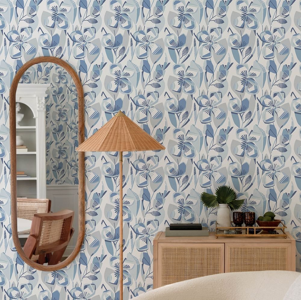 Nathalie Wallpaper - Blue - A Street Prints - FD27281 - Premier Wallcovering