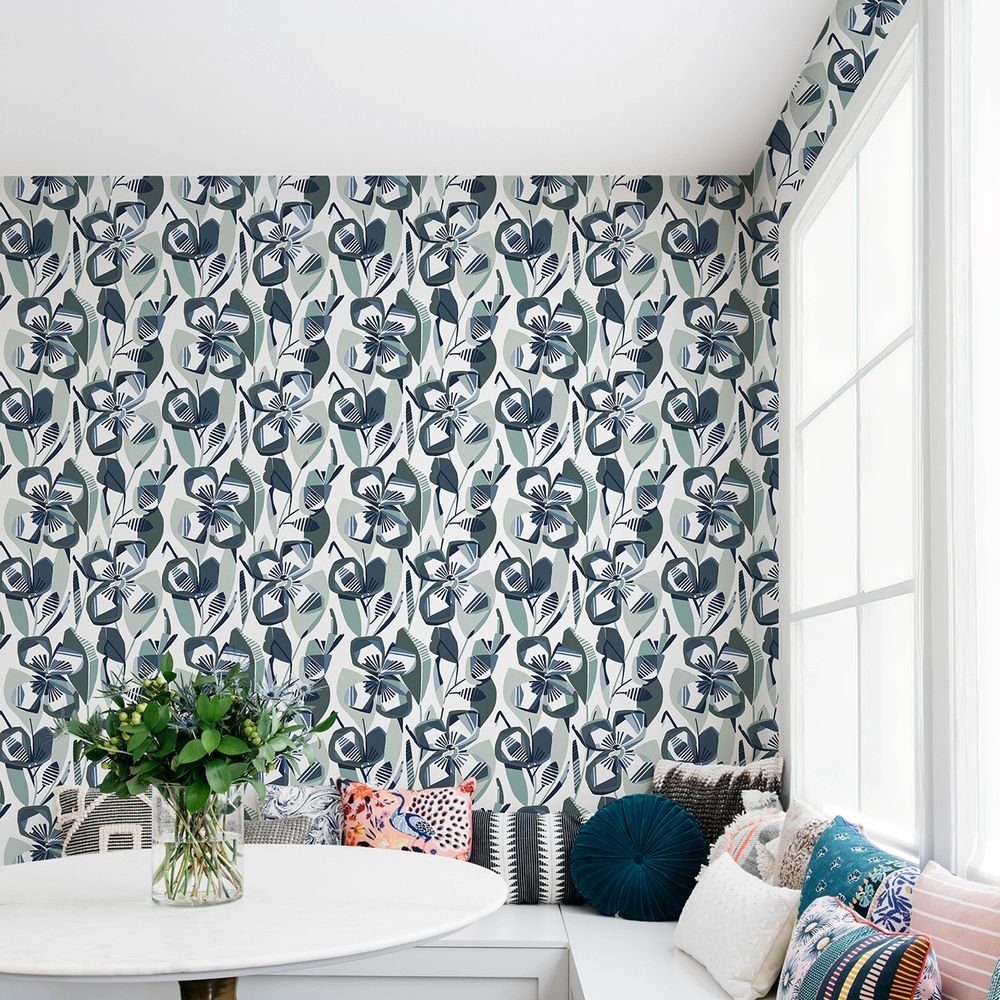 Nathalie Wallpaper - Navy Green - A Street Prints - FD27283 - Premier Wallcovering