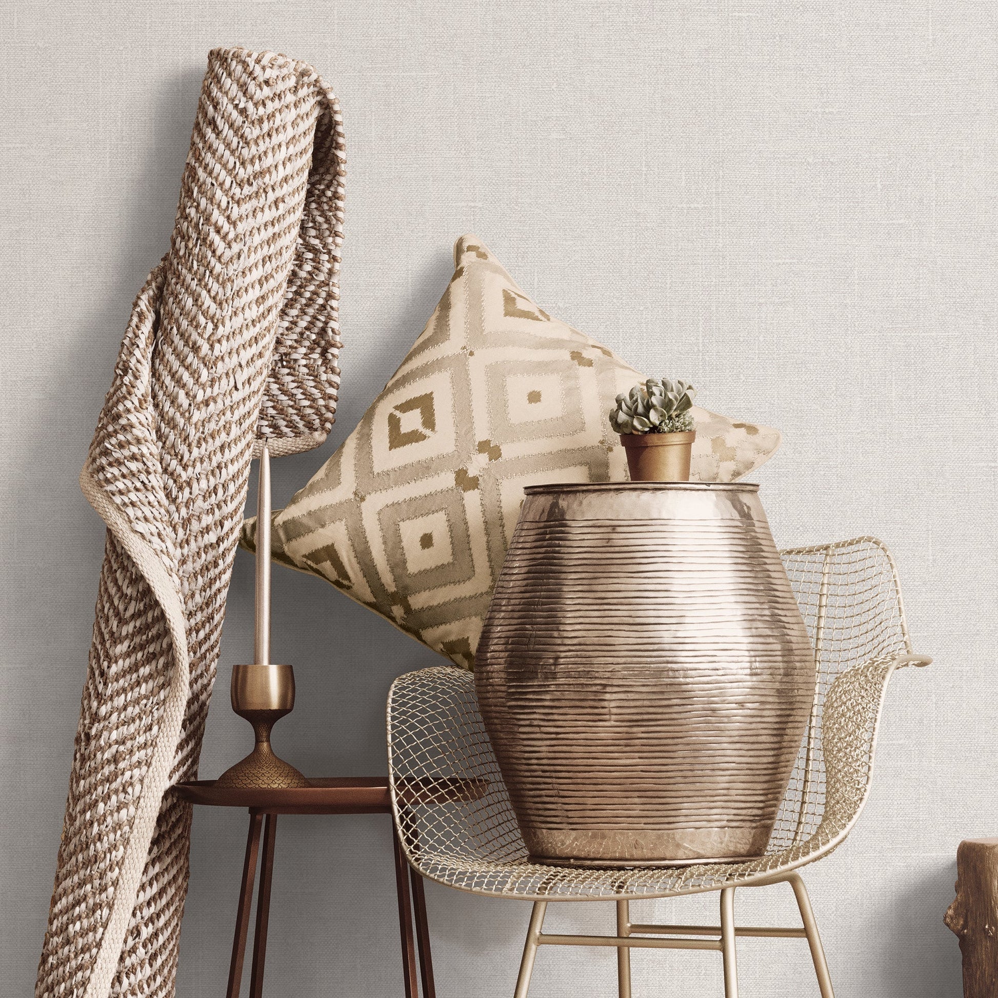 Natural FX 2 Hessian Wallpaper - Light Grey - Galerie - G67441 - Premier Wallcovering