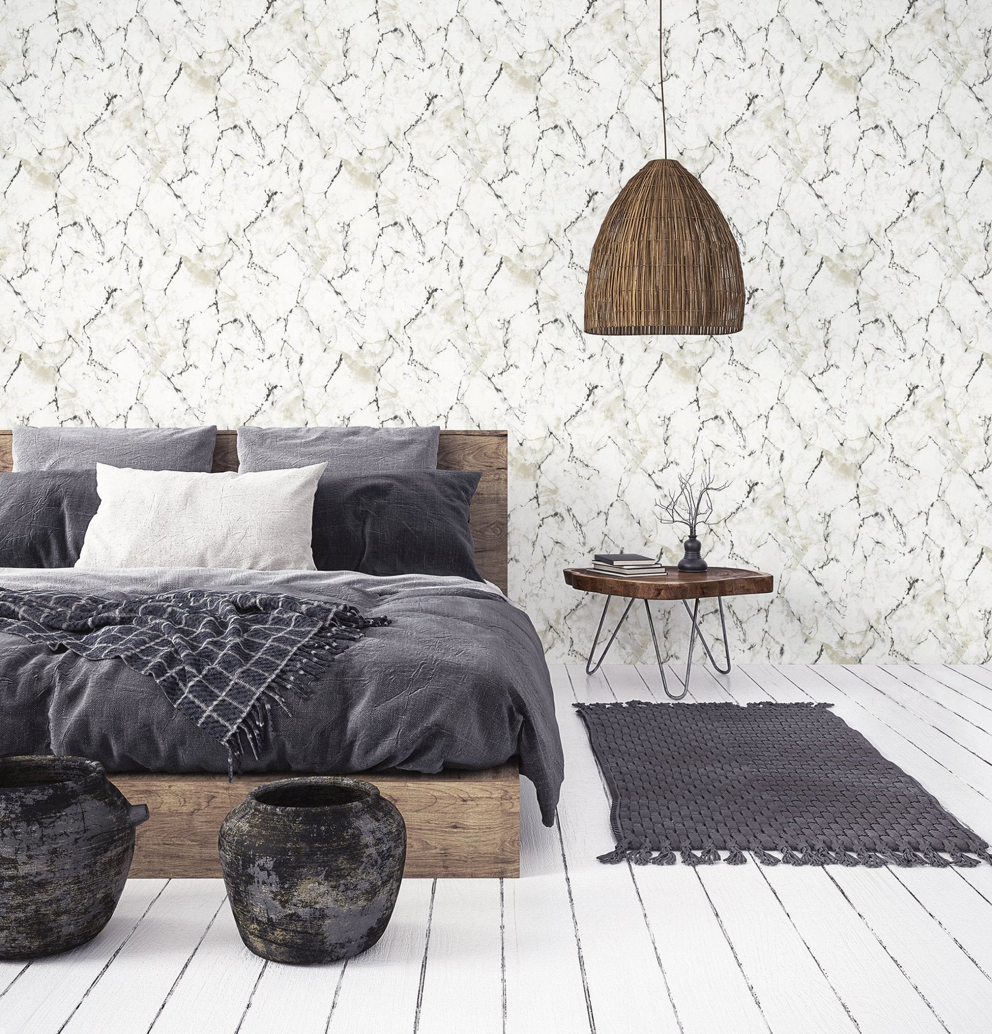 Natural FX 2 Marble Wallpaper - Silver Grey / Black / White - Galerie - G67758 - Premier Wallcovering