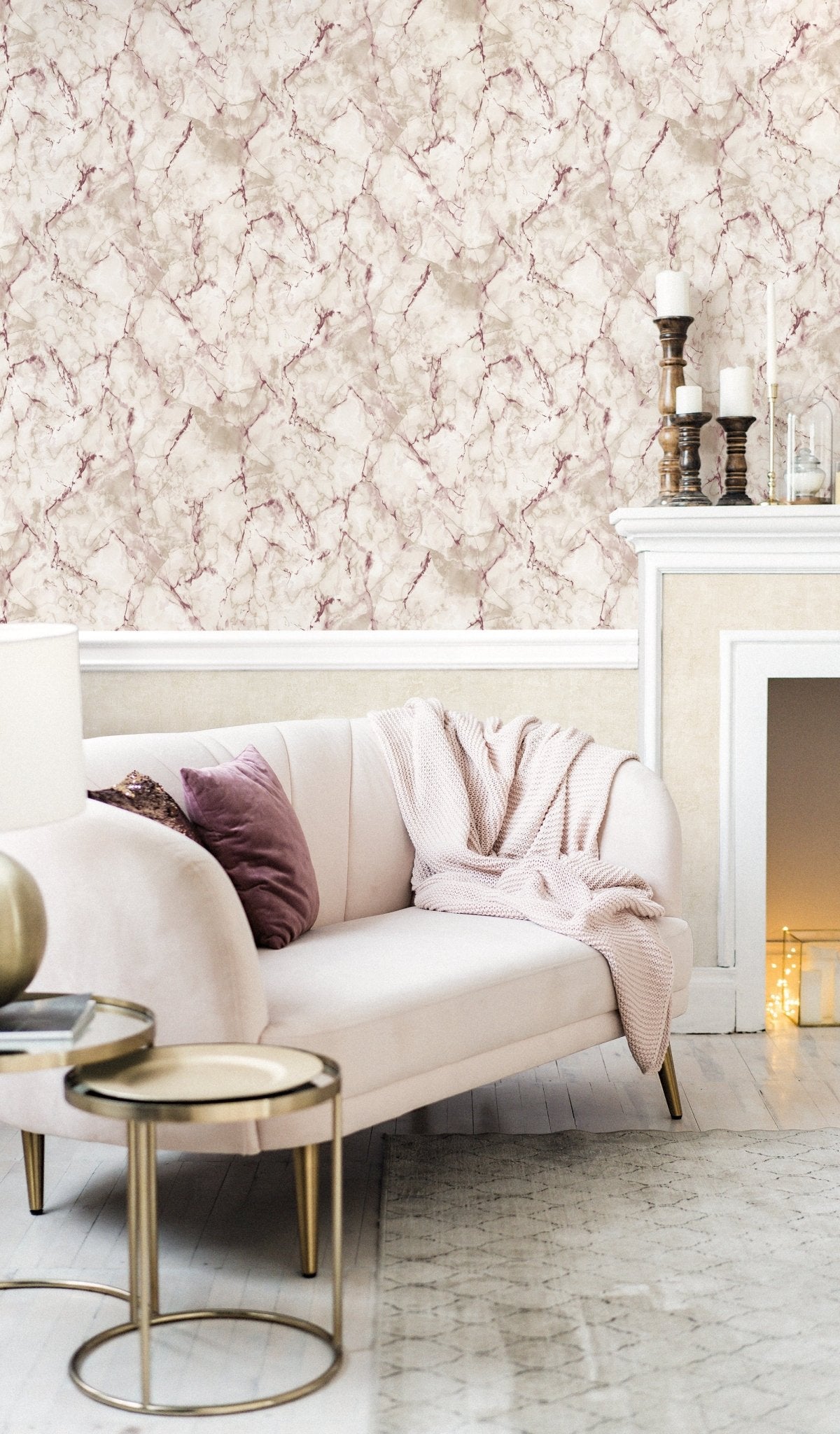 Natural FX 2 Marble Wallpaper - Red / Cream - Galerie - G67757 - Premier Wallcovering