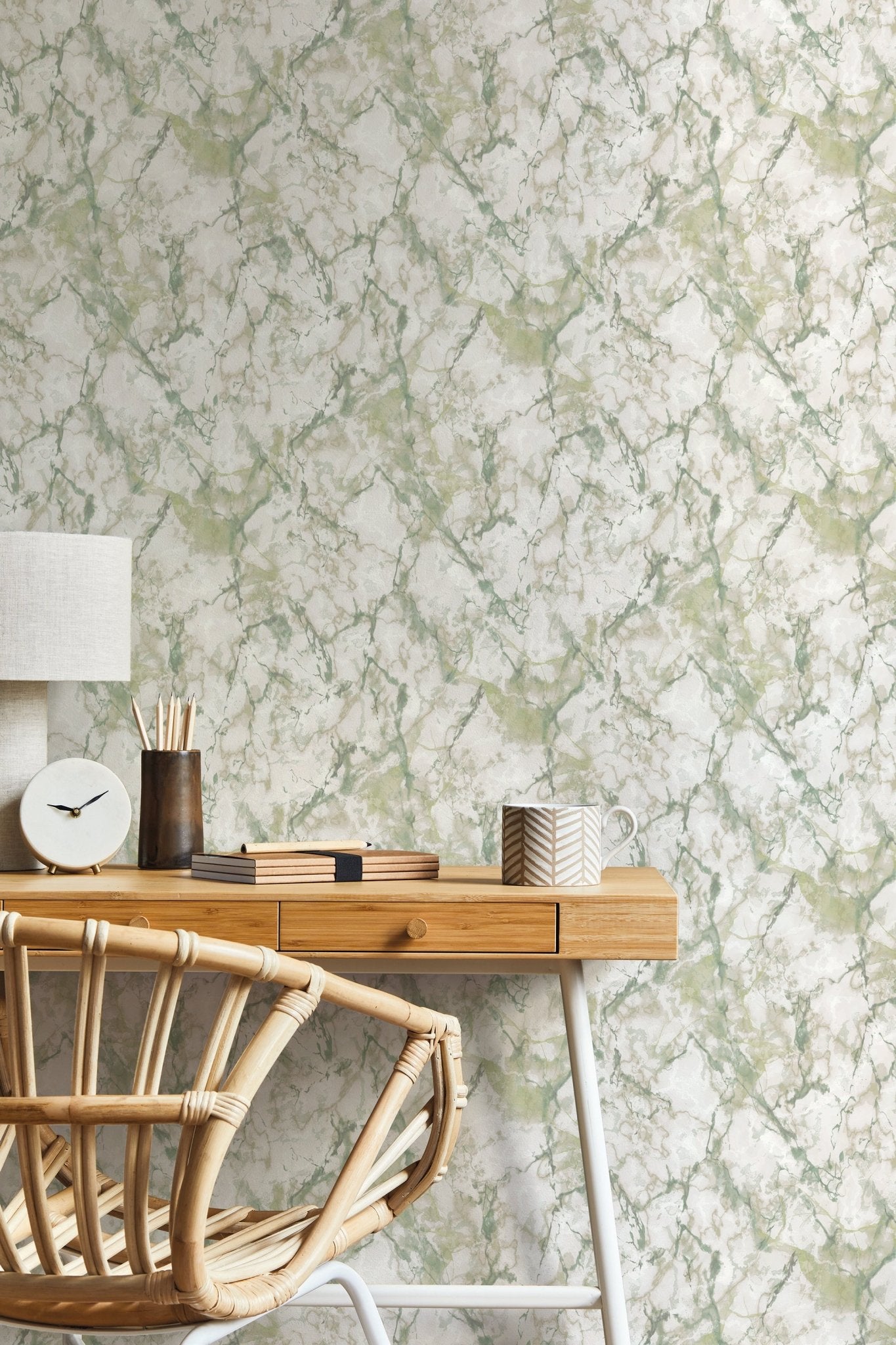 Natural FX 2 Marble Wallpaper - Green / Cream / White - Galerie - G67755 - Premier Wallcovering