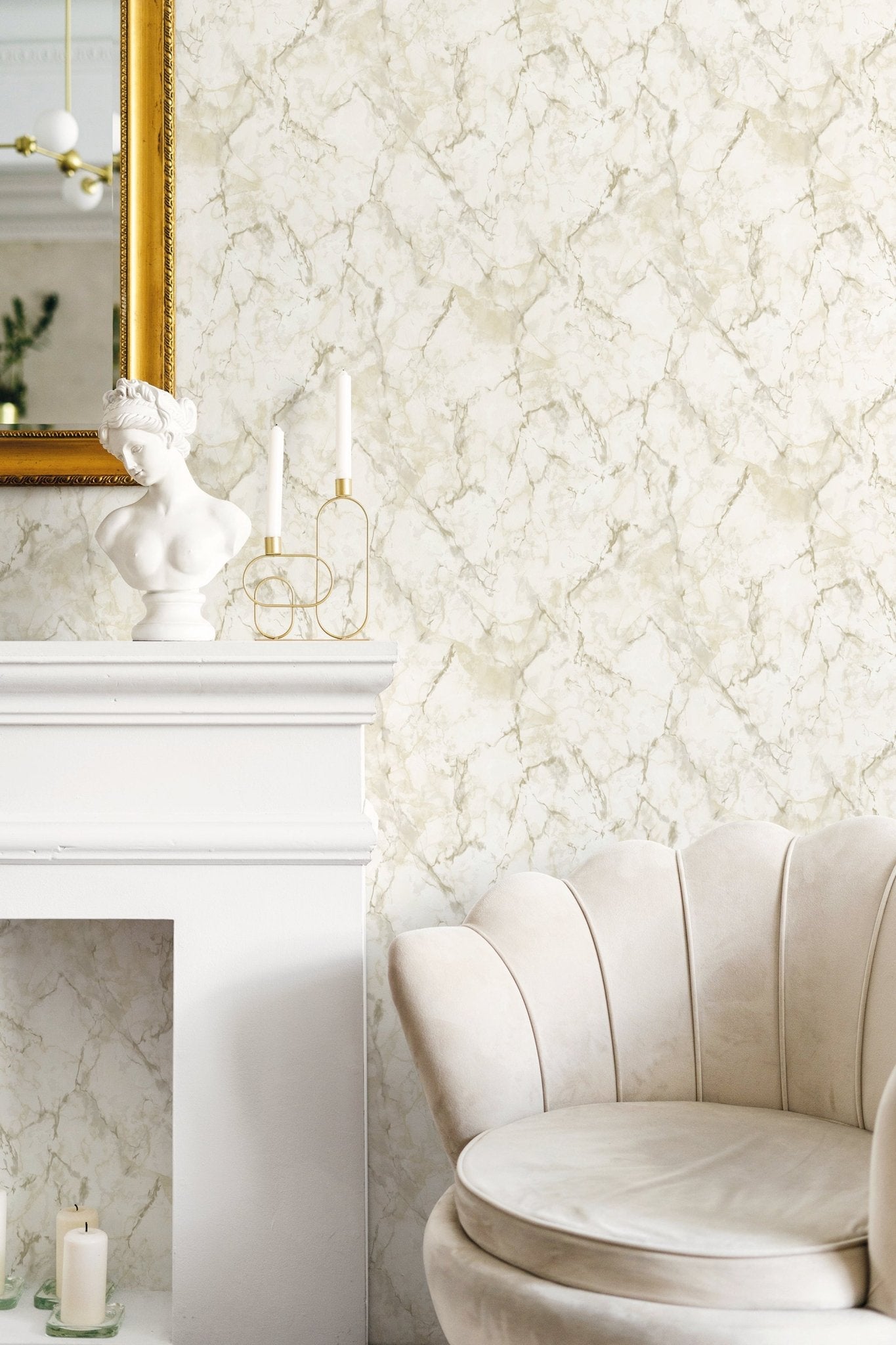 Natural FX 2 Marble Wallpaper - Beige / White / Cream - Galerie - G67753 - Premier Wallcovering