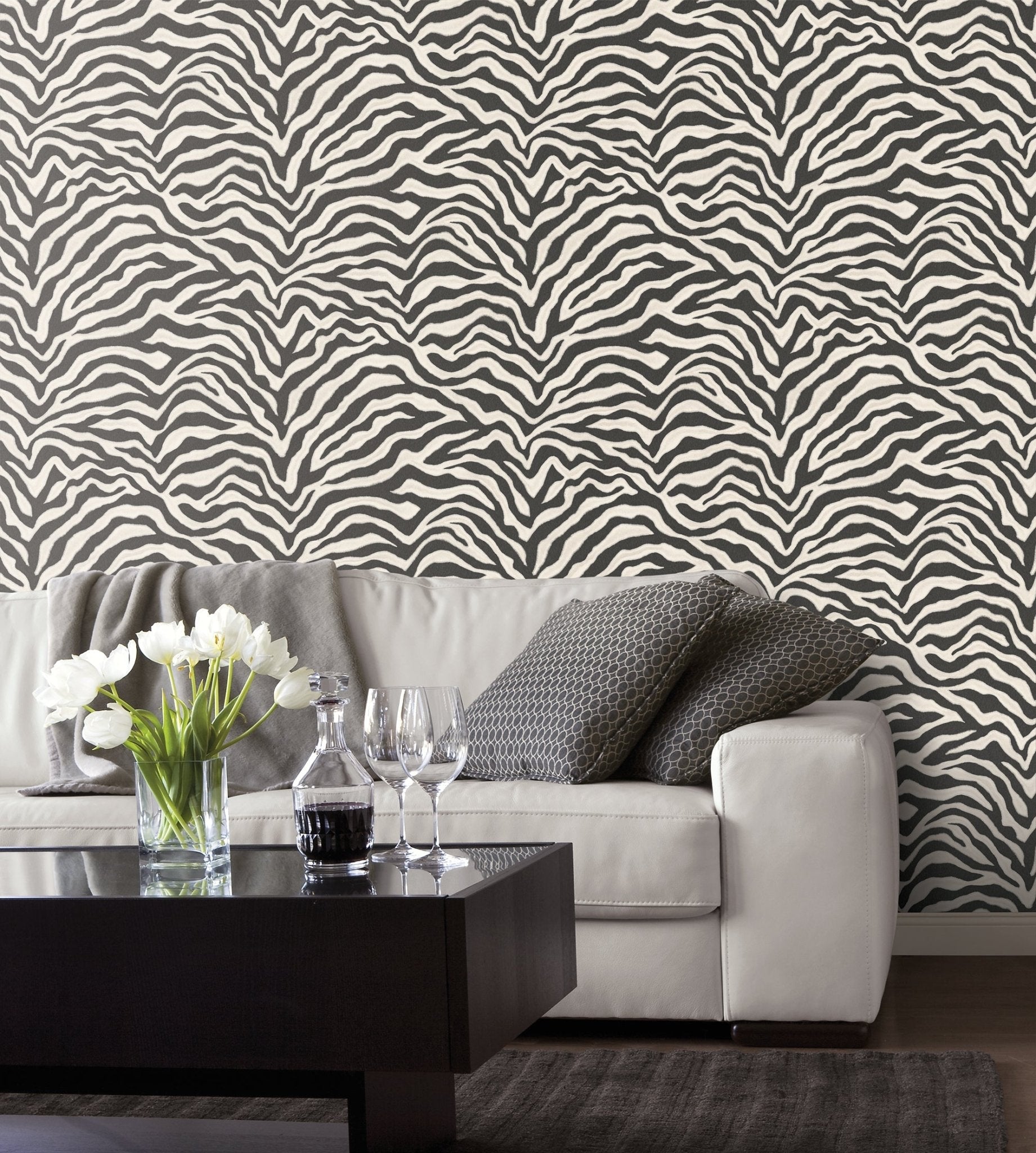 Natural FX 2 Zebra Wallpaper - Black & White - Galerie - G67491 - Premier Wallcovering
