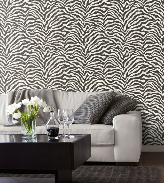 Natural FX 2 Zebra Wallpaper - Black & White - Galerie - G67491 - Premier Wallcovering