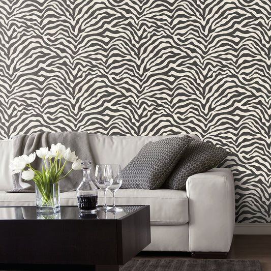 Natural FX 2 Zebra Wallpaper - Black & White - Galerie - G67491 - Premier Wallcovering