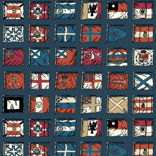 Naval Ensigns Wallpaper - Indigo / Red - Mulberry Home - FG099/G103 - Premier Wallcovering