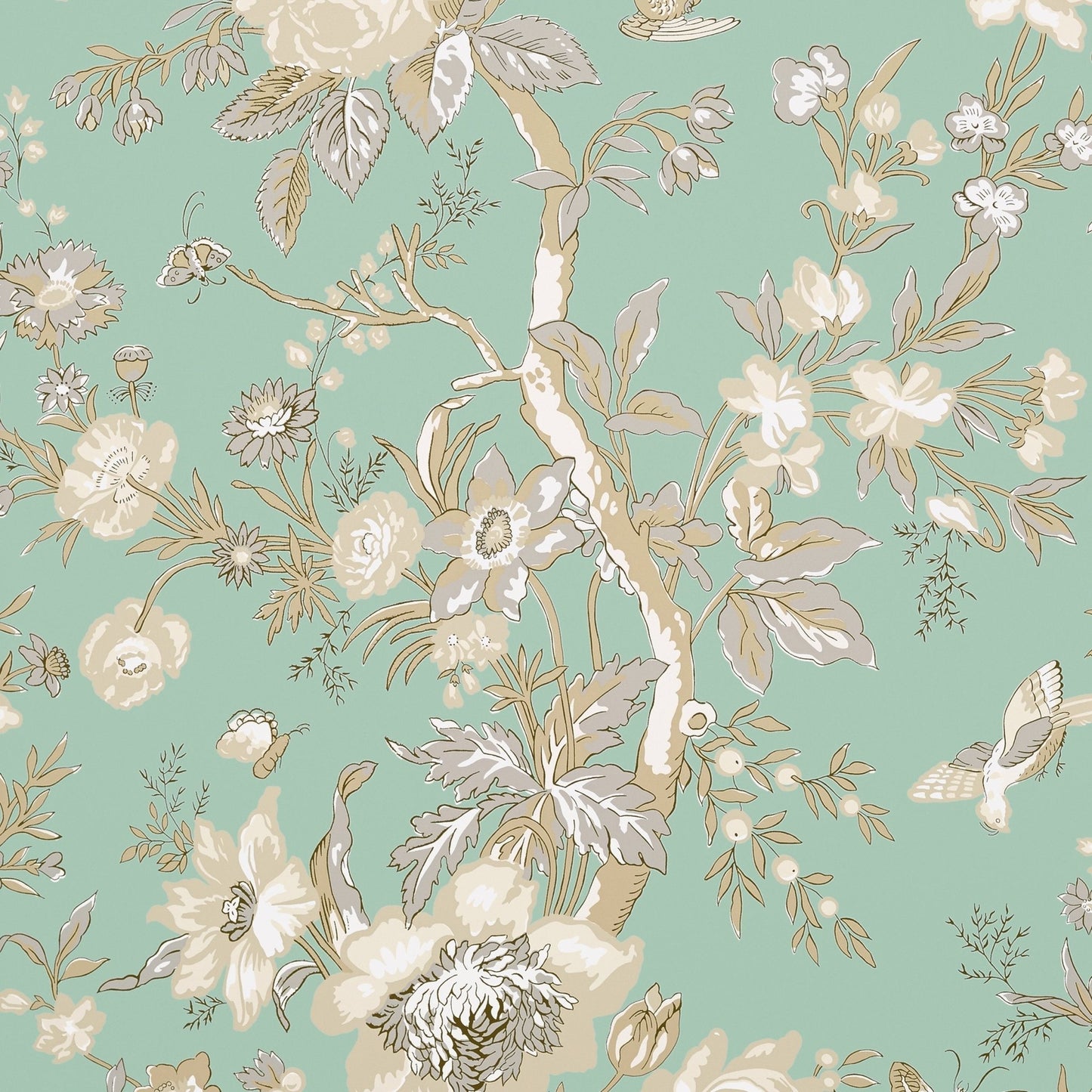 Nemour Wallpaper - Aqua - Thibaut - T36130 - Premier Wallcovering