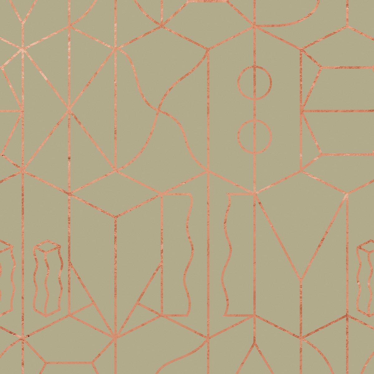 Never Ending Copper Foil Wall Mural - Green - NLXL - SUZ - 16 - Premier Wallcovering