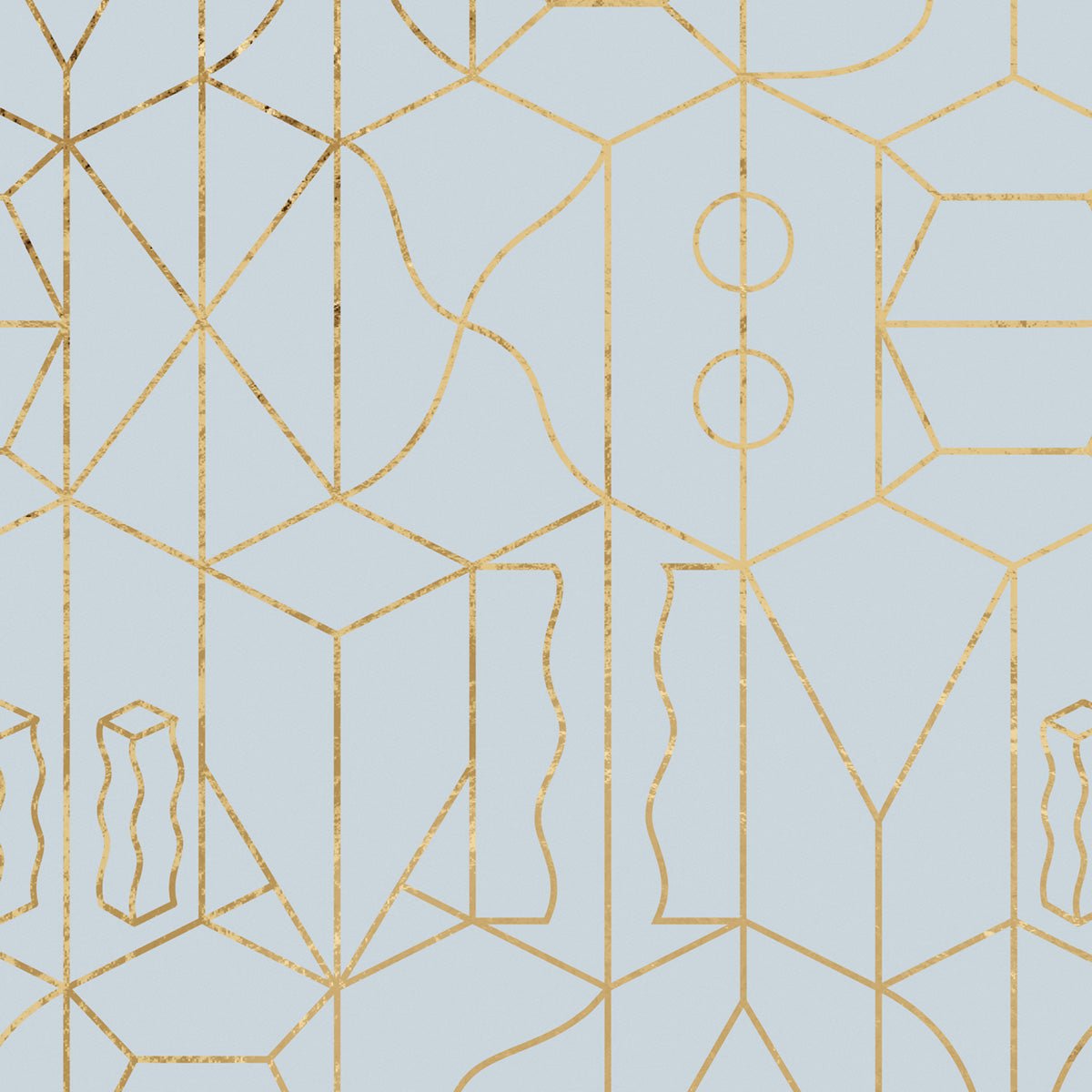 Never Ending Gold Foil Wall Mural - Blue - NLXL - SUZ - 09 - Premier Wallcovering