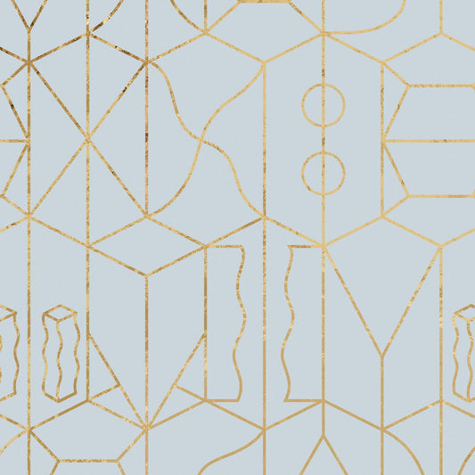 Never Ending Gold Foil Wall Mural - Blue - NLXL - SUZ - 09 - Premier Wallcovering