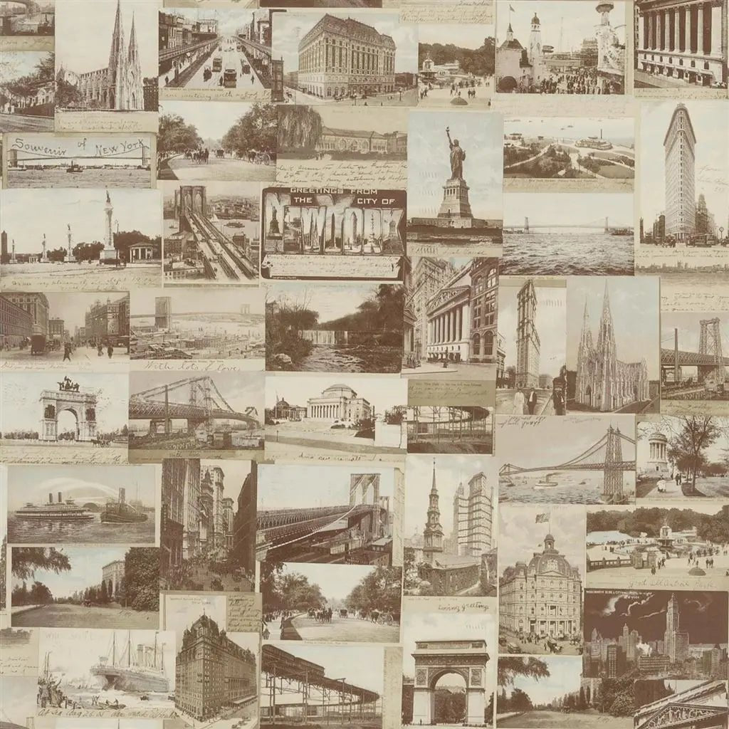 New York Postcard Wallpaper - Sepia - Ralph Lauren - PRL5000/02 - Premier Wallcovering