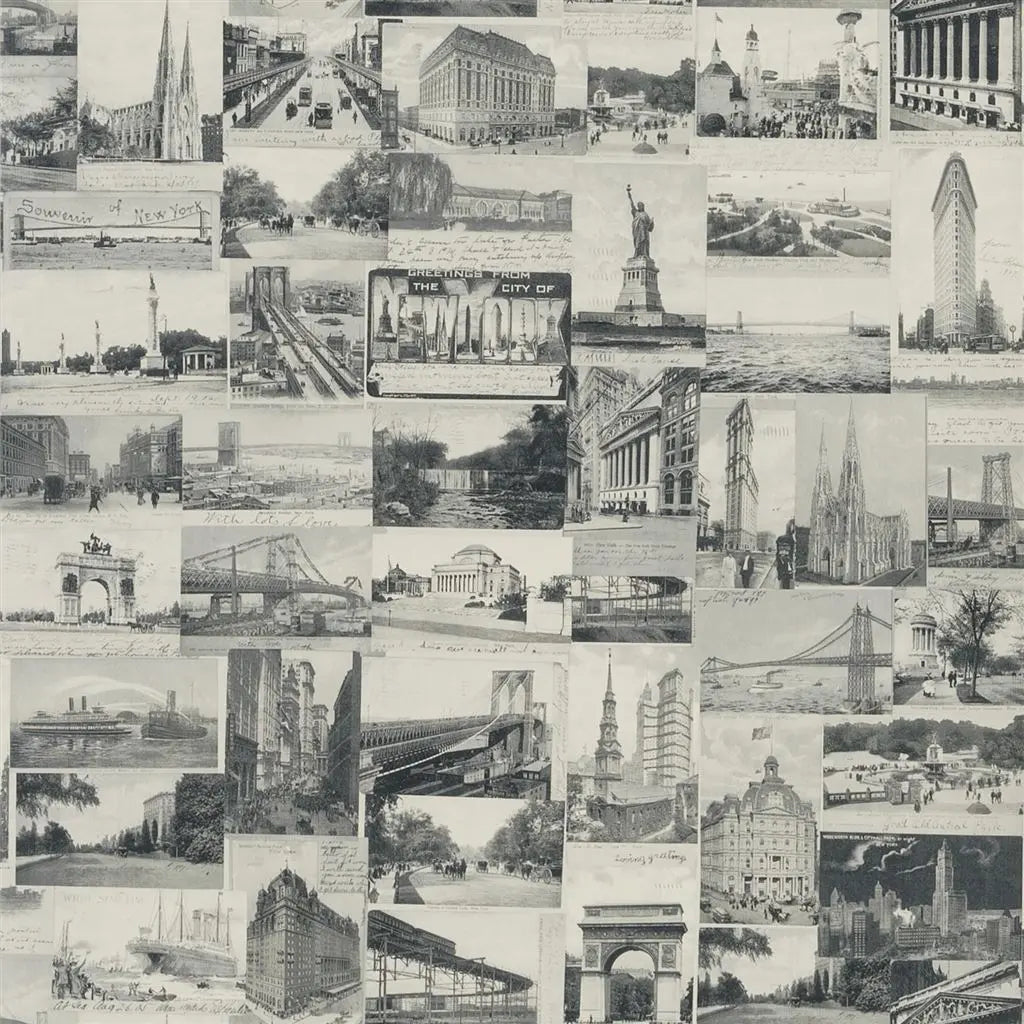 New York Postcard Wallpaper - Black - Ralph Lauren - PRL5000/04 - Premier Wallcovering