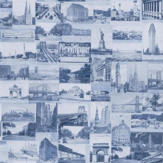 New York Postcard Wallpaper - Indigo - Ralph Lauren - PRL5000/06 - Premier Wallcovering