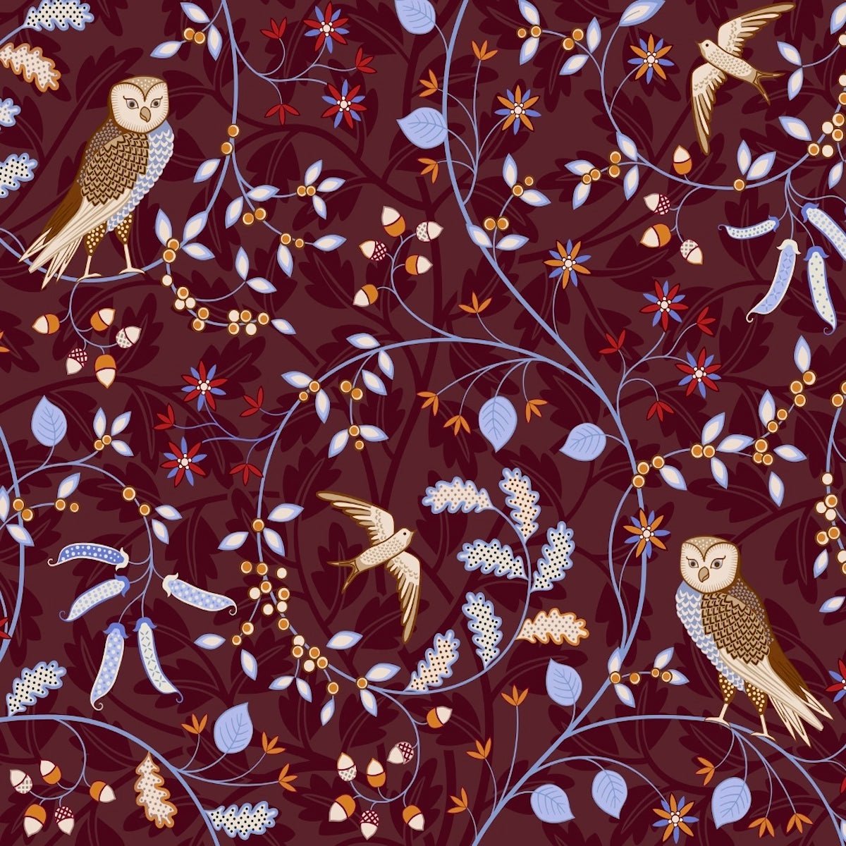 Morris Collections - 1033 - 1 - Newill Wallpaper - Aubergine - Premier Wallcovering