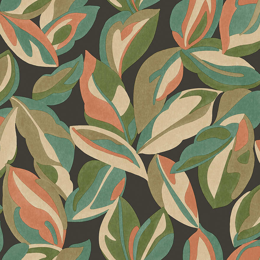 Nicolai Leaf Wallpaper - Charcoal - Holden Décor - 91593 - Premier Wallcovering