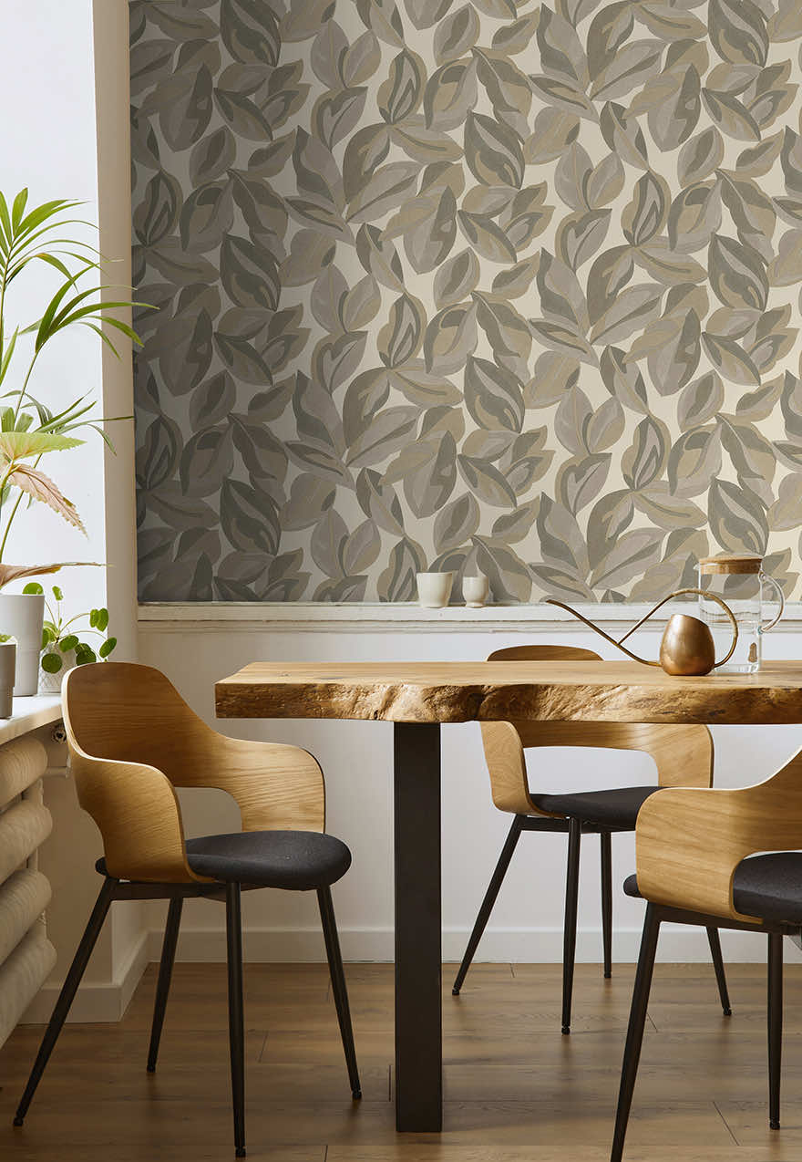 Nicolai Leaf Wallpaper - Beige - Holden Décor - 91592 - Premier Wallcovering