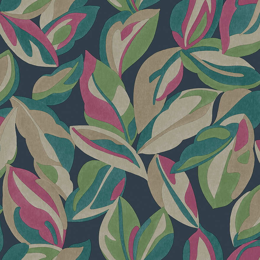 Nicolai Leaf Wallpaper - Navy - Holden Décor - 91590 - Premier Wallcovering