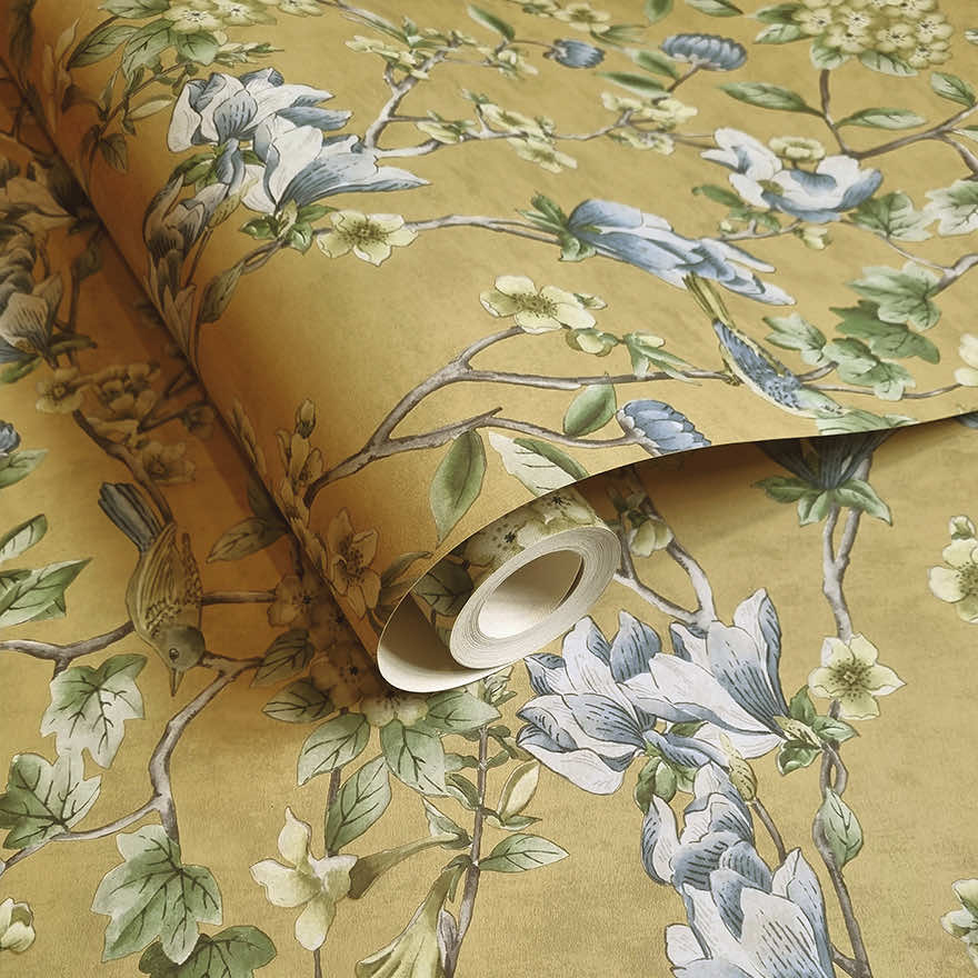 Nightingale Wallpaper - Ochre - Holden Décor - 91622 - Premier Wallcovering