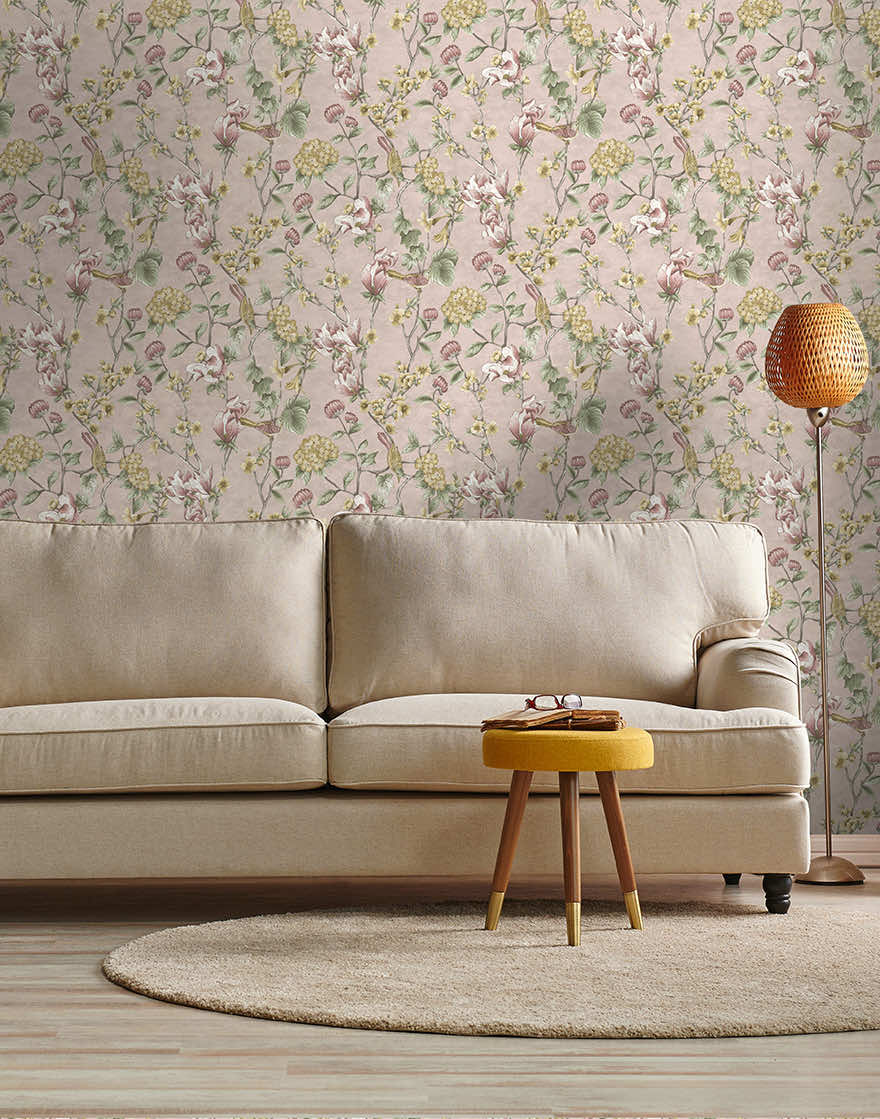 Nightingale Wallpaper - Pink - Holden Décor - 91621 - Premier Wallcovering
