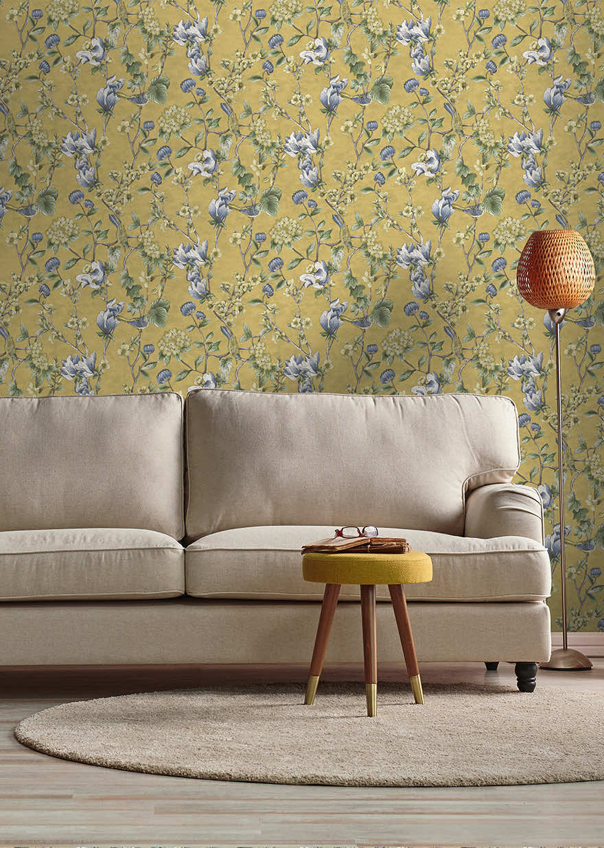 Nightingale Wallpaper - Ochre - Holden Décor - 91622 - Premier Wallcovering