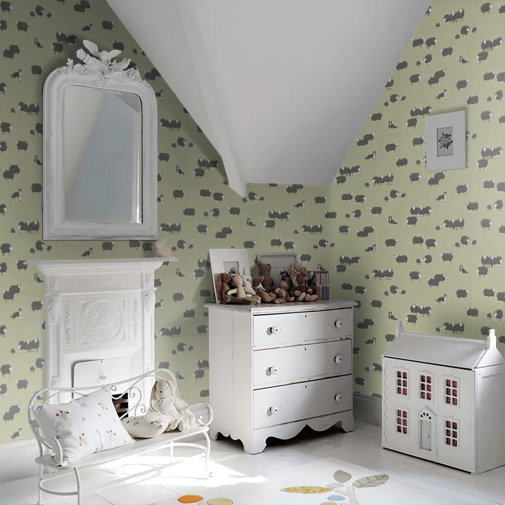 Nip & Lassie Wallpaper - Kitchen Green - Little Greene - 0231NIKITCH - Premier Wallcovering