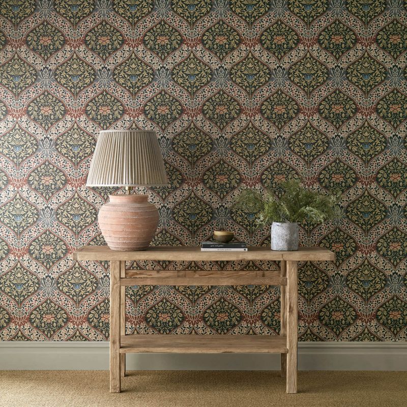 Norbury Wallpaper - Slate/Madder - Morris & Co - 217594 - Premier Wallcovering