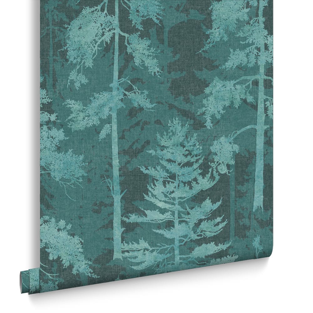 Norse Forest Wallpaper - Teal - Graham & Brown - 121428 - Premier Wallcovering
