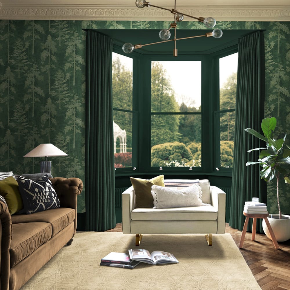 Norse Forest Wallpaper - Emerald - Graham & Brown - 121425 - Premier Wallcovering
