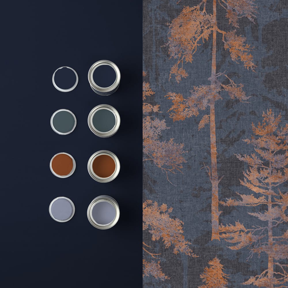 Norse Forest Wallpaper - Navy Bark - Graham & Brown - 121427 - Premier Wallcovering