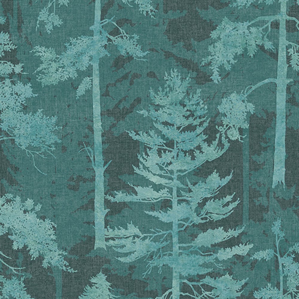 Norse Forest Wallpaper - Teal - Graham & Brown - 121428 - Premier Wallcovering