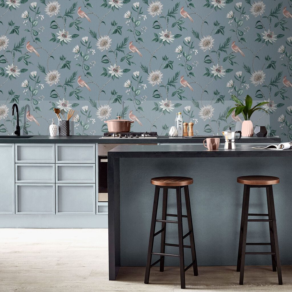 Nuit Wallpaper - Sky Blue - Graham & Brown - 115047 - Premier Wallcovering