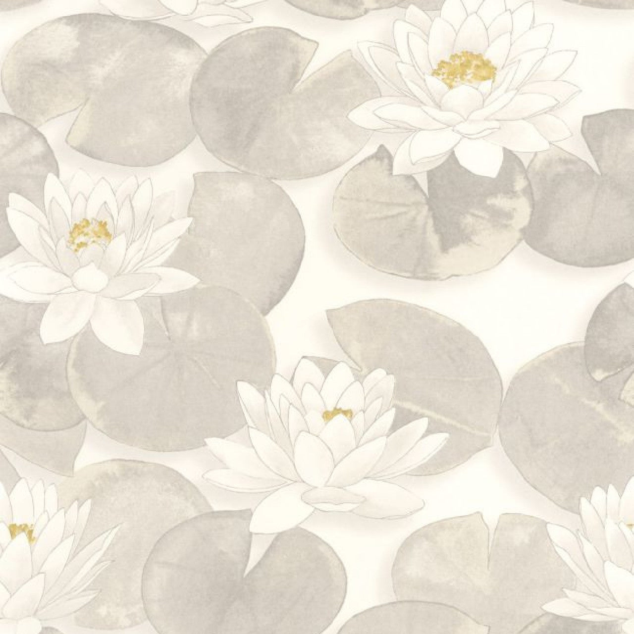 Nymphea Gardens Wallpaper - Blanc Coton - Casadeco - 87630122 - Premier Wallcovering