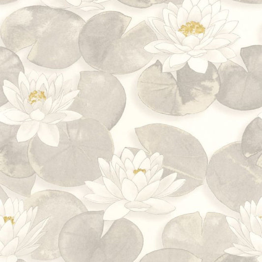Nymphea Gardens Wallpaper - Blanc Coton - Casadeco - 87630122 - Premier Wallcovering