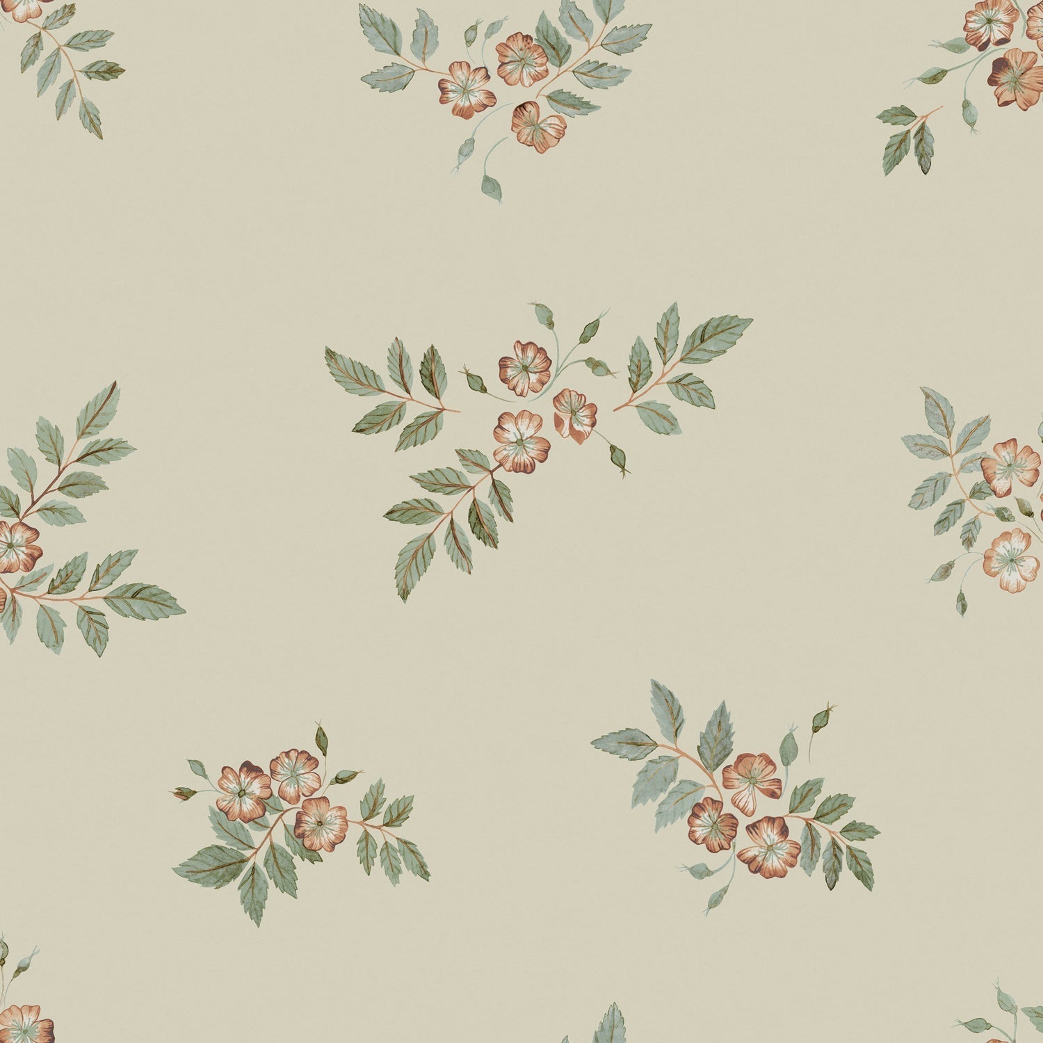 Nyponros Wallpaper - Creamy White - Midbec - 43111 - Premier Wallcovering